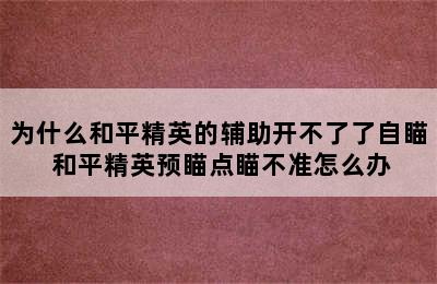 为什么和平精英的辅助开不了了自瞄 和平精英预瞄点瞄不准怎么办